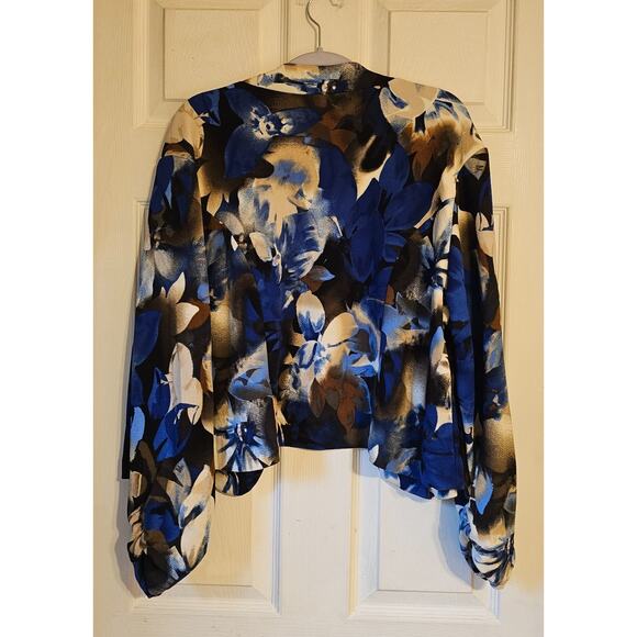 Marianne Open Front Blazer Jacket Floral Abstract Print USA Plus Size 3X - Picture 2 of 8